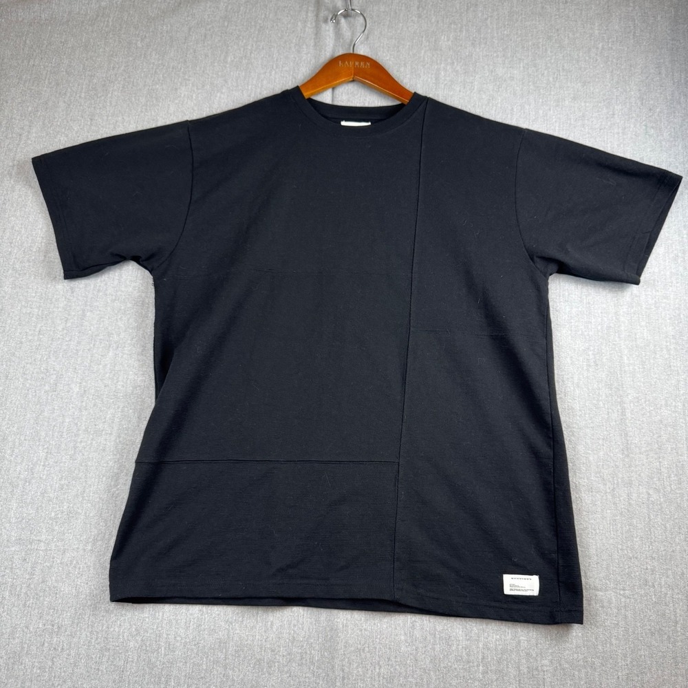 Public Supply Mens 2XL Black Relaxed Cotton Patchwork Crew Neck T Shirt